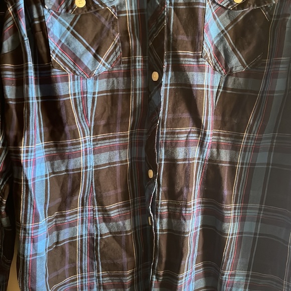 Torrid Blue Plaid Button Down - Picture 3 of 8